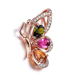 RoseGold Crystal Butterfly Pendant Necklace for Women