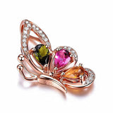 RoseGold Crystal Butterfly Pendant Necklace for Women