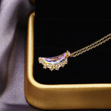 Crafted Crystal Moonstone Half Crescent Chain Necklace
