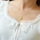 Silver Inlaid Hetian Jade Mouse Pendant Necklace Chinese Craft Women's Jewelry
