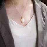 Chinese Retro Charm Silver Inlaid with Natural Hotan Jade Women's Jewelry