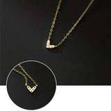 925 Silver Sweet Love Heart Chain Necklace For Women Small Zircons Neck Jewelry