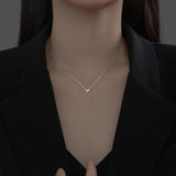 925 Silver Sweet Love Heart Chain Necklace For Women Small Zircons Neck Jewelry