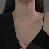 925 Silver Sweet Love Heart Chain Necklace For Women Small Zircons Neck Jewelry