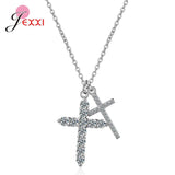 925 Silver Crossing Pendant Necklace Crystal Wedding Chain Necklace