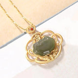 Hetian Jade & Silver Geometric Necklace Pendant Women's Jewelry