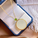 Silver Inlaid Hetian Chalcedony Pendant Necklace - Retro Charm Jewelry