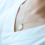 Silver Inlaid Hetian Chalcedony Pendant Necklace - Retro Charm Jewelry