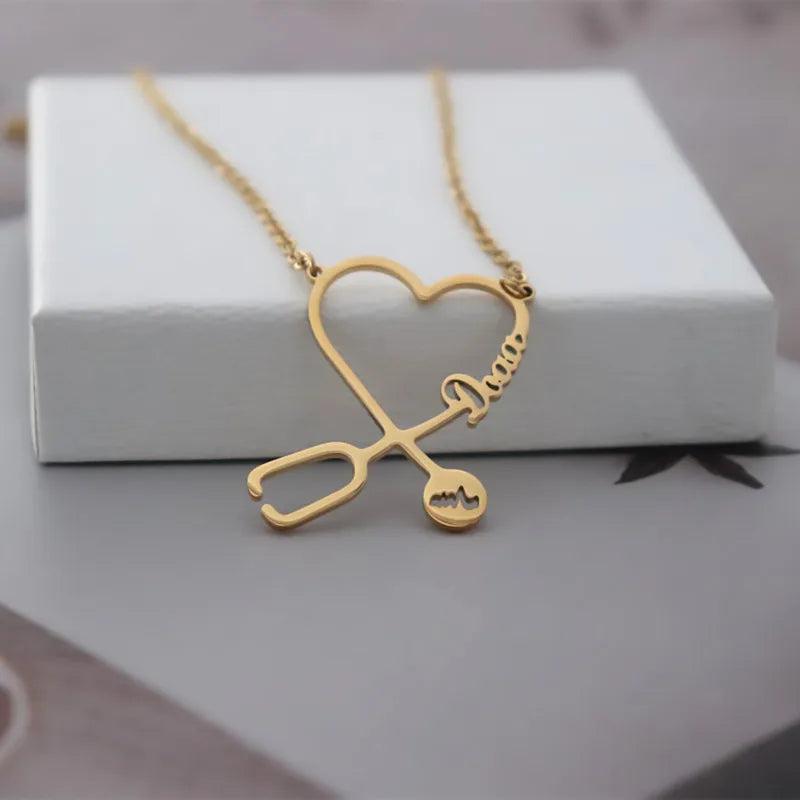 Personalized Name Heart Necklace Stainless Steel Choker