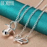 925 Silver Pacifier Round Beads Pendant Necklace 18-30 Inch Chain