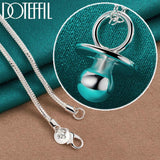 925 Silver Pacifier Round Beads Pendant Necklace 18-30 Inch Chain