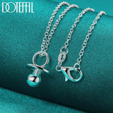925 Silver Pacifier Round Beads Pendant Necklace 18-30 Inch Chain