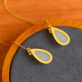 Silver Inlaid Hotan Jade Drop Pendant Necklace Women's Jewelry
