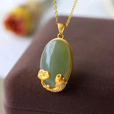 Koi Pendant Necklace with Hetian Chalcedony, Chinese Palace Women's Jewelry
