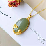 Koi Pendant Necklace with Hetian Chalcedony, Chinese Palace Women's Jewelry