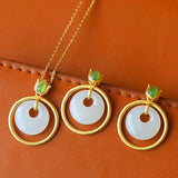 Hetian Jade Round Hollow Necklace Pendant Women's Jewelry
