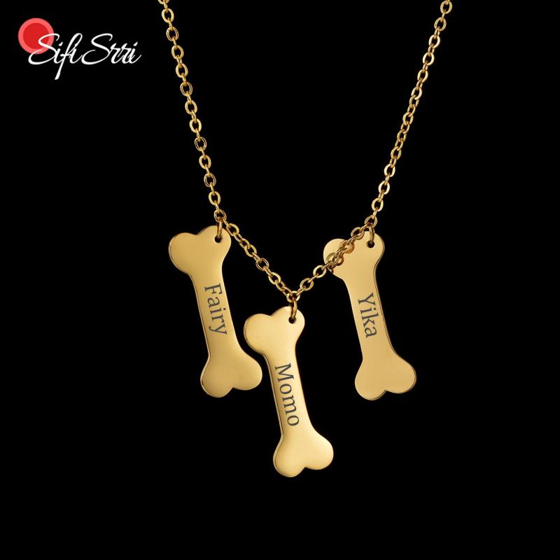 Sifisrri Engraved Name Necklace Stainless Steel Choker Chain Unisex Gift