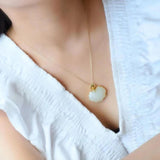 Hetian Jade Cloud Peace Lock Necklace Pendant Ladies Jewelry