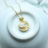 Round Hotan Jade Pendant Necklace Chinese Retro Gift Jewelry