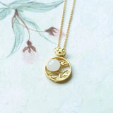 Round Hotan Jade Pendant Necklace Chinese Retro Gift Jewelry