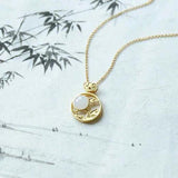 Round Hotan Jade Pendant Necklace Chinese Retro Gift Jewelry