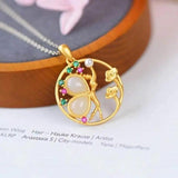 Silver Hotan Jade Fairy Pendant Necklace with Zircon Pearl