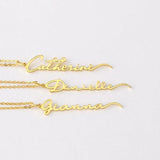 Vertical Handwriting Name Necklace Stainless Steel Women Jewelry