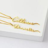 Vertical Handwriting Name Necklace Stainless Steel Women Jewelry