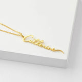Vertical Handwriting Name Necklace Stainless Steel Women Jewelry