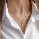 Vertical Handwriting Name Necklace Stainless Steel Women Jewelry