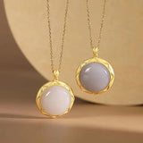 Silver Inlaid Hetian Jade Pendant Necklace Retro Ancient Women Jewelry