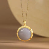 Silver Inlaid Hetian Jade Pendant Necklace Retro Ancient Women Jewelry