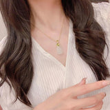 Chinese Retro Charm Women's Hetian Chalcedony Pendant Necklace