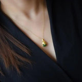 Bohemian Charm Cat Necklace Silver Inlaid Hotan Jade Women's Jewelry