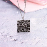 QR Code Necklace Secret Message Choker Personalized Pendant Necklaces
