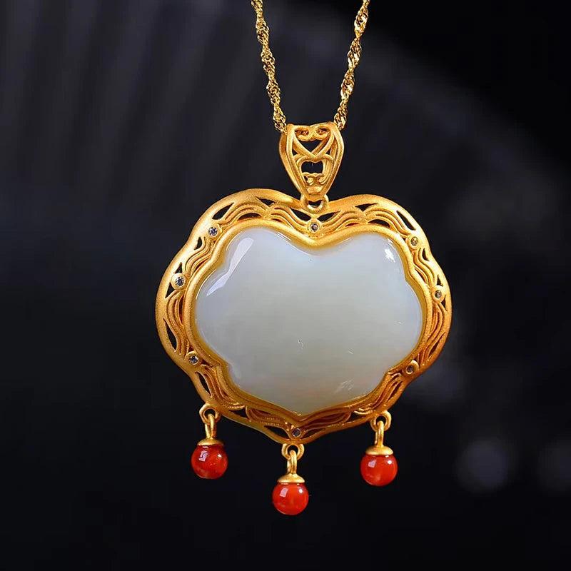 Hetian Jade Pendant Necklace with Tassel, Charm