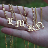 Vintage Initial Necklace Personalized Name Pendant Gothic Letter Choker