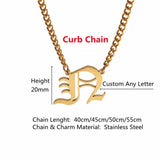 Vintage Initial Necklace Personalized Name Pendant Gothic Letter Choker