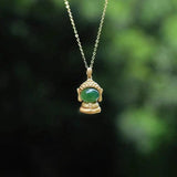 Silver Hetian Chalcedony Tathagata Buddha Pendant Necklace