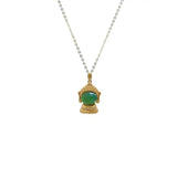 Silver Hetian Chalcedony Tathagata Buddha Pendant Necklace