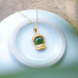Silver Hetian Chalcedony Tathagata Buddha Pendant Necklace