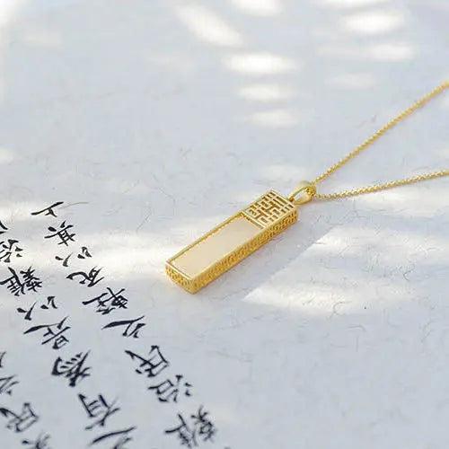 Silver Inlaid Hetian Jade Pendant Necklace Chinese Retro Palace Women's Jewelry