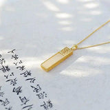 Silver Inlaid Hetian Jade Pendant Necklace Chinese Retro Palace Women's Jewelry