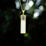 Silver Inlaid Hetian Jade Pendant Necklace Chinese Retro Palace Women's Jewelry