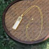 Silver Inlaid Hetian Jade Pendant Necklace Chinese Retro Palace Women's Jewelry