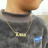 Old English Baby Girl's Name Pendant Necklace Personalized Jewelry