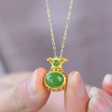 Hetian Jade Wallet Necklace Pendant Spinach Green Frost Women's Jewelry