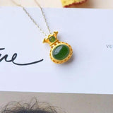 Hetian Jade Wallet Necklace Pendant Spinach Green Frost Women's Jewelry