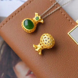 Hetian Jade Wallet Necklace Pendant Spinach Green Frost Women's Jewelry