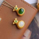 Hetian Jade Wallet Necklace Pendant Spinach Green Frost Women's Jewelry